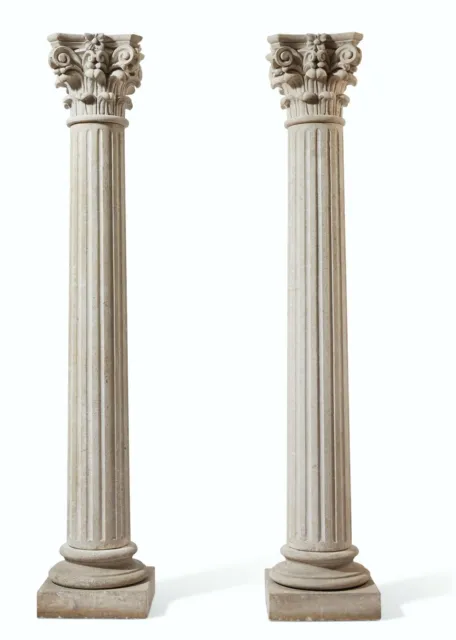 A PAIR OF ITALIAN COMPOSITION STONE COLUMNS/ *Complimentary local delivery