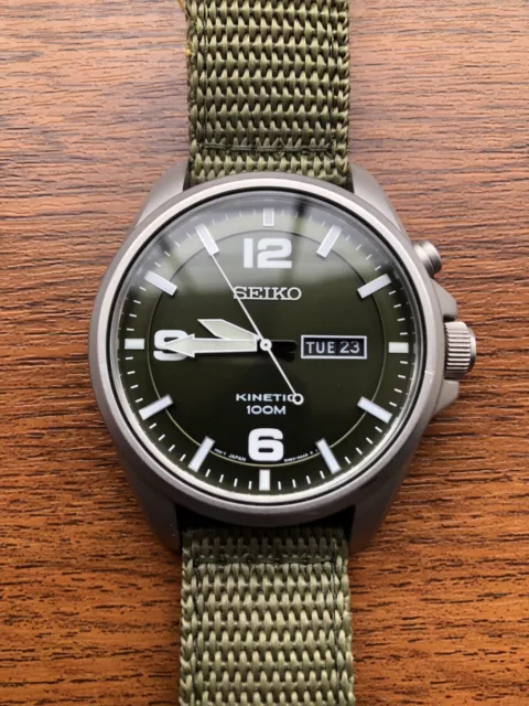 SEIKO SMY141 Kinetic Military Watch (5M83-0AA0) £ - PicClick UK