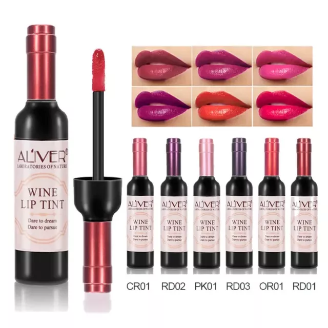 6 Matte Lip Stain Wine ​Lip Tint Wine Bottle Liquid Lipstick gloss Long Lasting