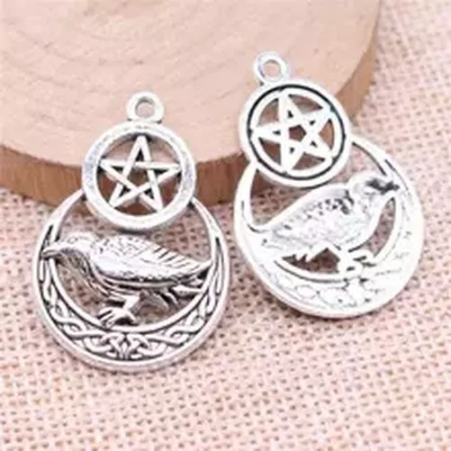5pcs 3 Styles Witch Charms Pentagram Star Crow Charms Pendant For Jewelry 3