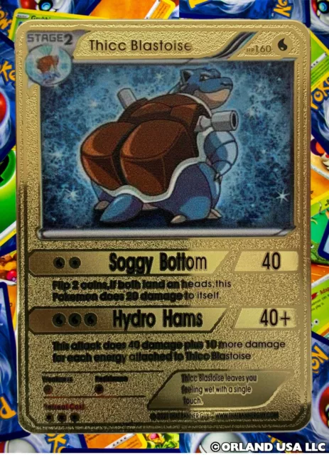 Thicc Blastoise Gold Metal Pokémon Card Collectible Gift Display