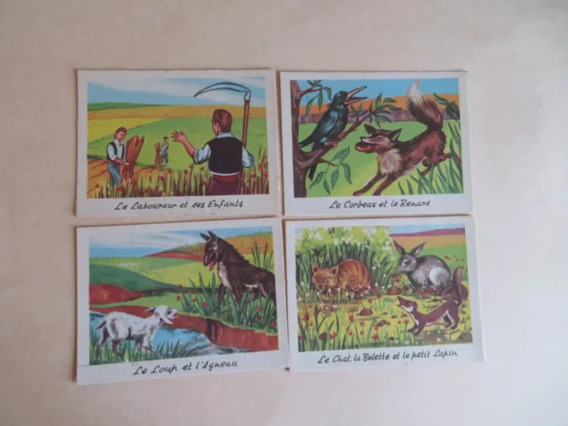 lot 4 fiches cartonnées fables de La Fontaine   édition volumétrix