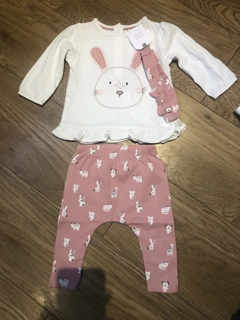 Next Baby Outfit Coniglietto 3 Pezzi Età 3/6 Mesi Nuovissimo Con Etichette