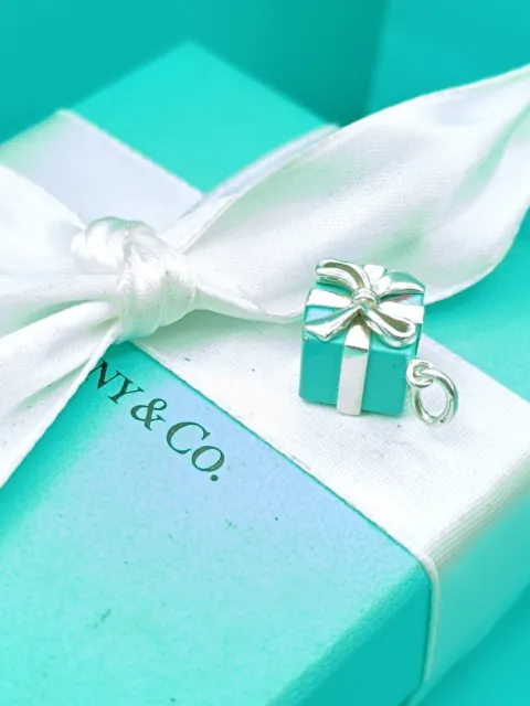 Tiffany & Co Sterling Silver Blue Gift Box Charm Pendant Genuine Christmas Gift 2