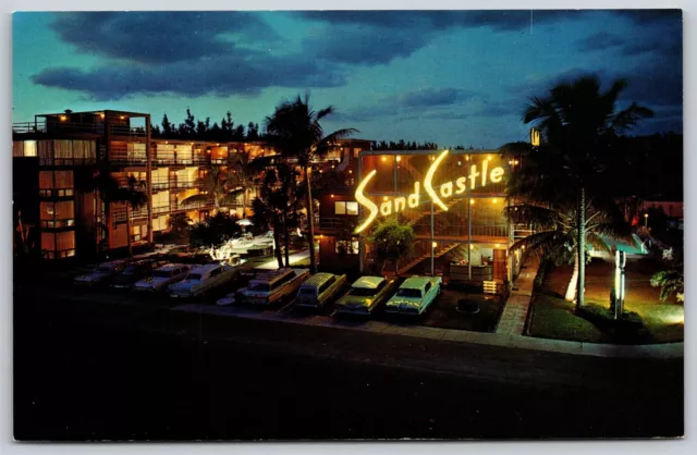 Postcard Sand Castle Resort Motel, Fort Lauderdale, Florida night V135