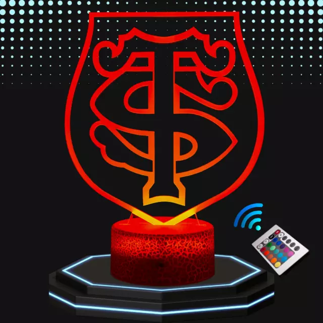 Lampe de chevet 3D LED rugby stade Toulousain - Veilleuse changement de couleurs