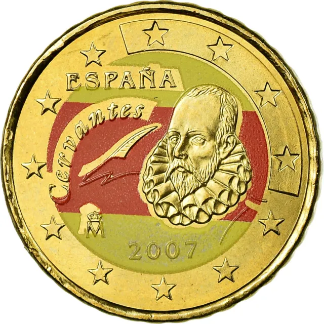 [#755836] Spanien, 10 Euro Cent, 2007, Colorised, UNZ, Messing, KM:1070