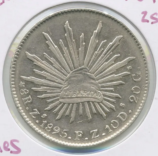1895 Zs Fz Mexico Coin 8 Reales Zacatecas -Moneda De Mexico- DN197