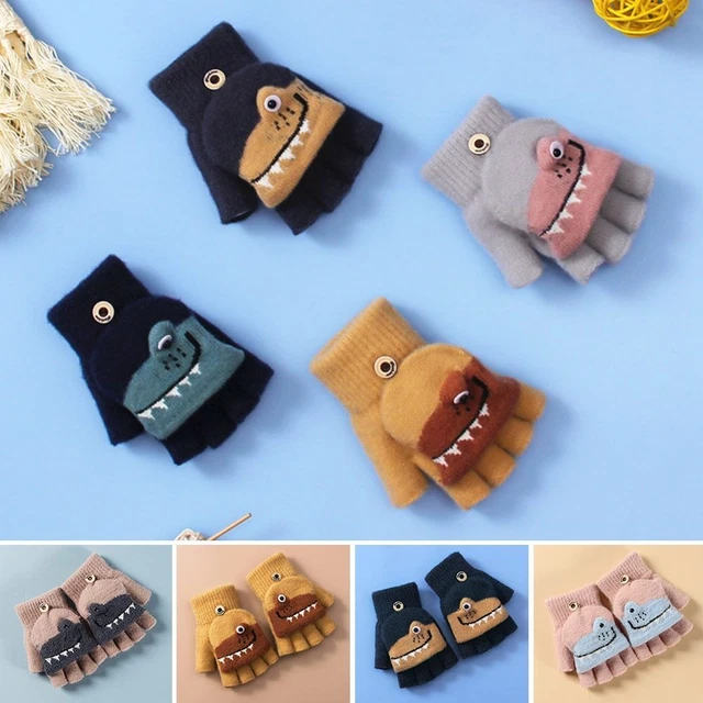 Soft Children Thick Warm Kids Gloves Knitted Mittens Cute For 5-12 Years Old