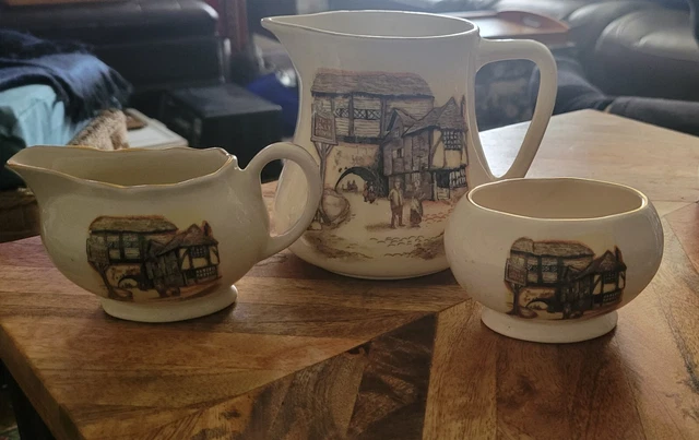 Lancaster & Sandland LTD English ware Made in England vintage village scene