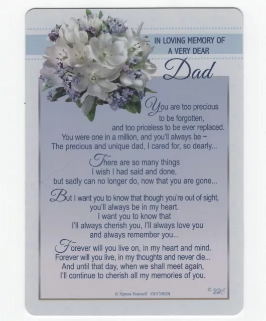 DAD Graveside Memorial Card Very Dear Dad Keepsake In loving Memory Grave side