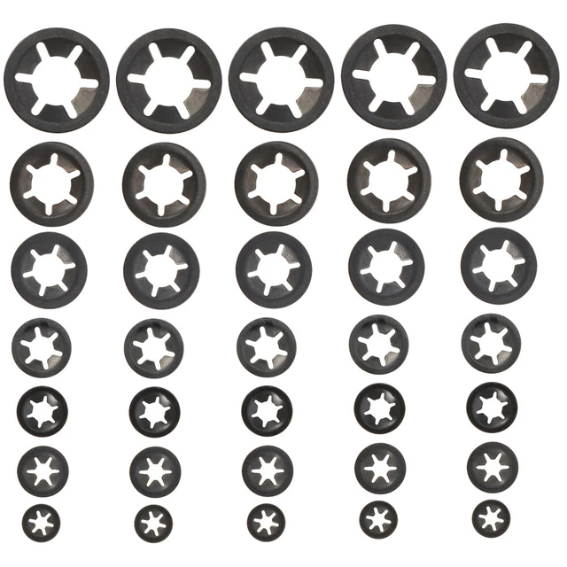 210pcs Portant Clip Rondelles Clips Attaches Assortiment Rondelles de blocage