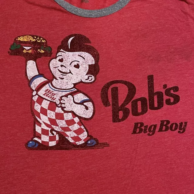 American Roadtrip Bob's Big Boy Red Ringer T Shirt Size XL Classic Diner