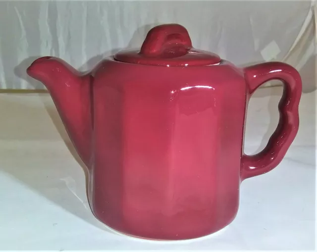 Syracuse China Teapot, Restaurant, Hotel, Railroad, Single Serving, Burgundy