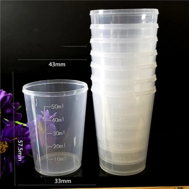10x 50mL Plastique Transparent Gradué Mesure Tasse Cruche Béchers Cuisine