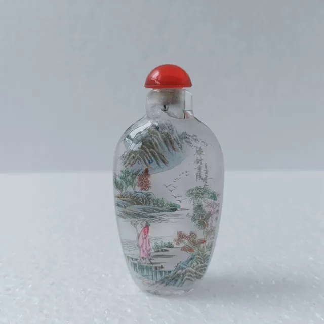 Exquisite Old Chinese Chinese glaze Hand Painted landscape snuff bottle 80263