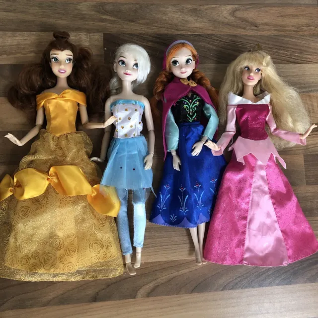 DISNEYstore Disney PRINCESS Doll Bundle Frozen Anna Elsa Belle Aurora