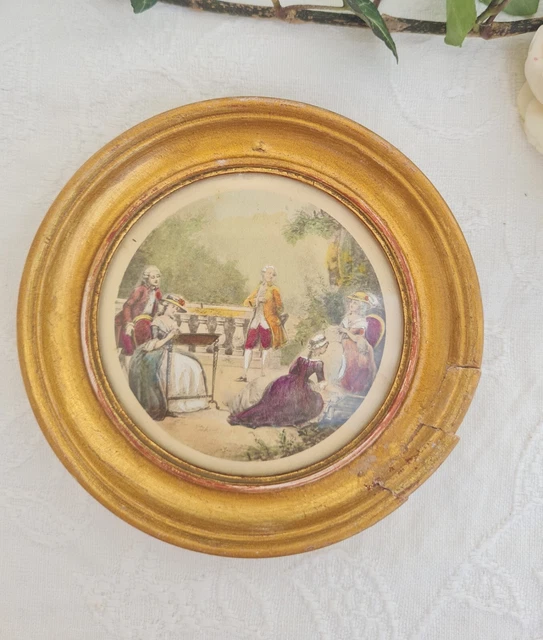 Lot De 2 Petits Cadres Bois – Tapisserie Belge Ancienne – Campagne – Vintage
