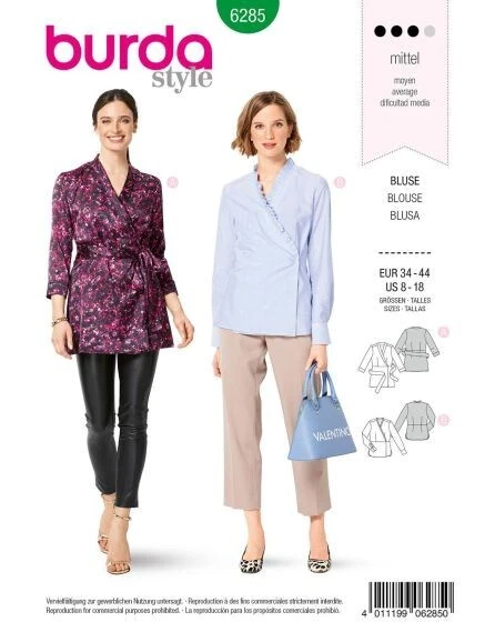 Patron De Couture BURDA N°6276 - Blouse Et Tee-shirt, Tailles 36 à 46 - Occasion (copie)