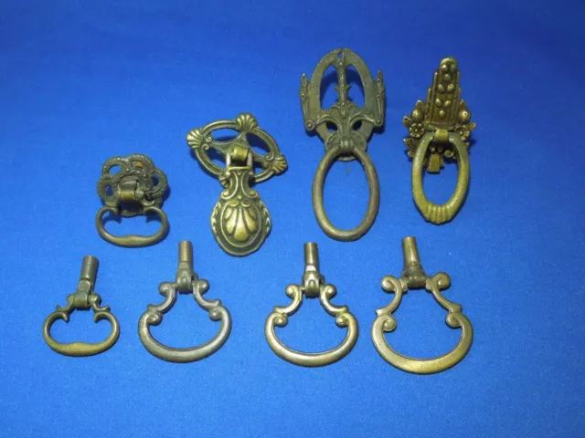 Lot of 8 Assorted Vintage Brass Drawer Cabinet Pulls Handles Decorative Filigree