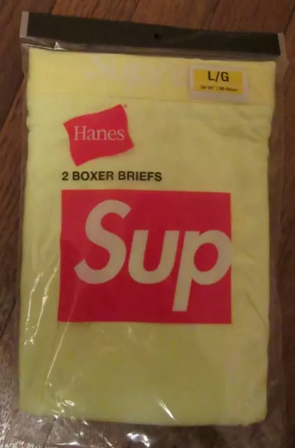 SUPREME HANES BOXER Briefs Pack of 2 Size Large Fluorescent Yellow SS23 New  2023 $36.54 - PicClick