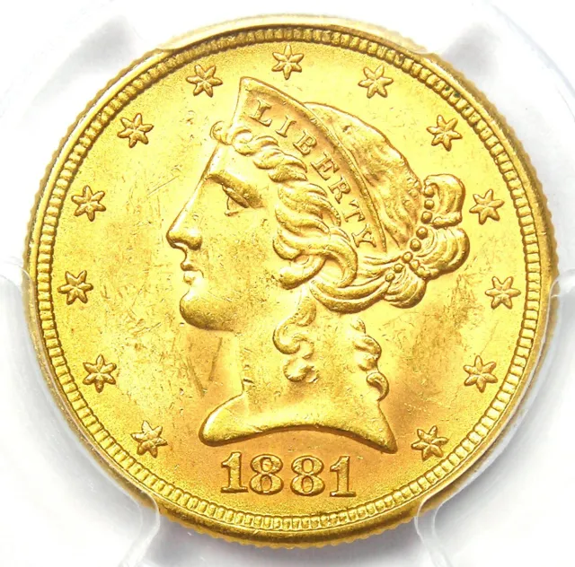 1881 Liberty Gold Half Eagle $5 Coin - PCGS MS64 (BU UNC) - $1,250 Value!