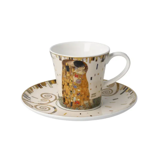 Gustav Klimt Tasse mit Untertasse konisch Der Kuss 250ml Goebel Porzellan