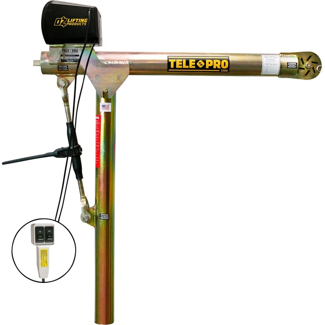 OZ Lifting Products Tele-Pro Davit Crane w/AC Winch- 1200-Lb Cap 58.25in Height