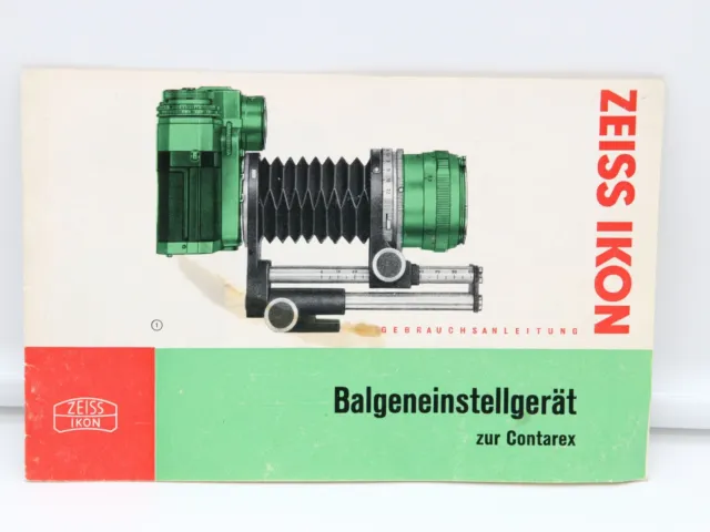 Instructions Manual Zeiss Ikon One Step Weiter than The Progress Contarex