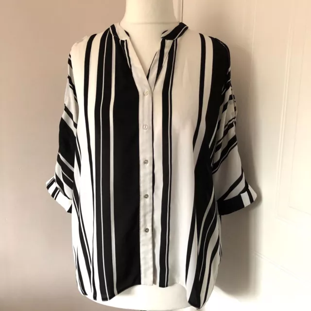 Camicia a righe George bianca e nera taglia 8 spalla fredda oversize