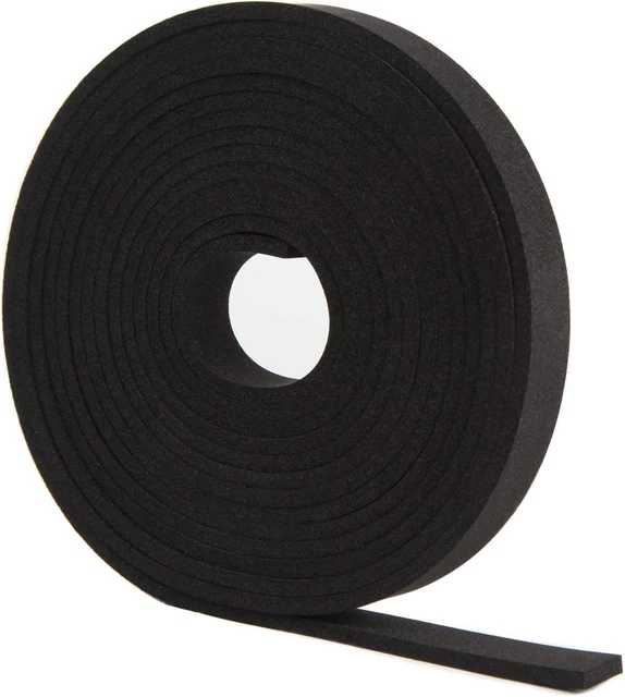 Neoprene Foam Strip Roll by Dualplex, 1" Wide x 10' Long x 1/16" Thick, Black