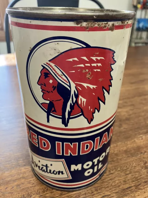 Vintage Advertising Can Mccoll-Frontenac Red Indian Aviation Motor Oil Quart Can