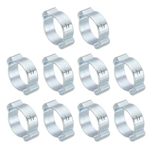Confezione da 10 Morsetto Tubo Orecchio Doppio 14-17mm, Anelli Crimpante Acciaio Zincato