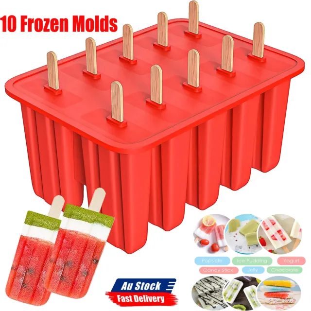 10Cells Block Moulds Ice Cream Mold Icy Pole Jelly Pop Popsicle Maker Mould Tray
