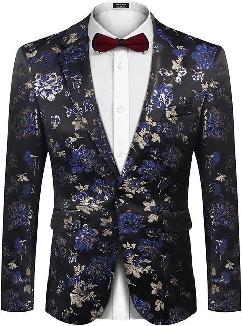 COOFANDY Mens Floral Tuxedo Jackets One Button Stylish Dinner Wedding Party Dres