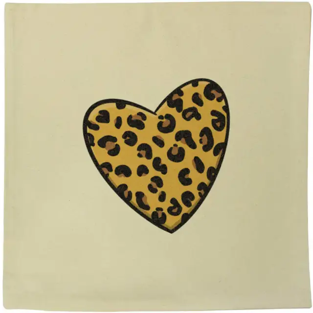 40cm x 40cm 'Leopard Print Heart' Canvas Cushion Cover (CV00021256)