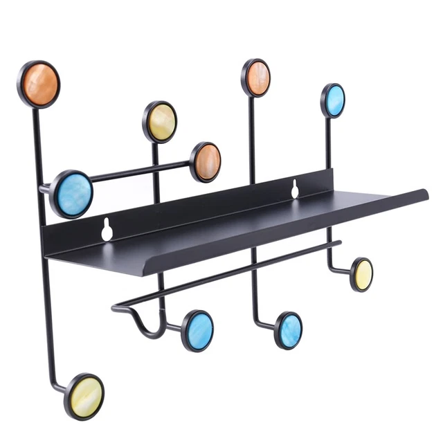 5 Étagères Murales En Fer Forme W - Design Rustique - Pour Salon, Cuisine, Salle De Bain