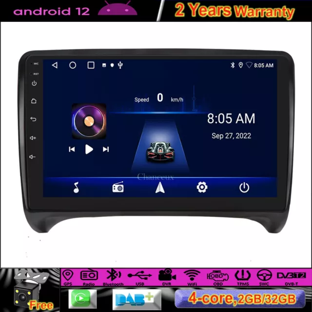 9"Android 12 Autoradio Stereo BT WIFI Carplay GPS Navigation DVR For Audi TT MK2