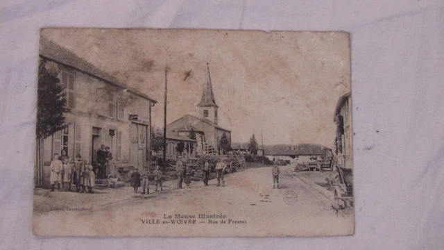 Cpa 55 Ville En Woevre Rue De Fresnes Anime Circa 1900 Foliguet Touche Boeuf