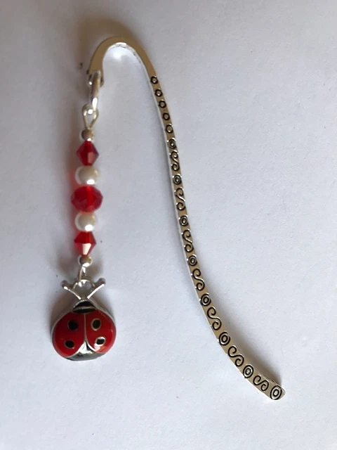 BOOKMARK Tibetan Silver With Cute LADY BIRD enamel Charm Present In Gift Bag