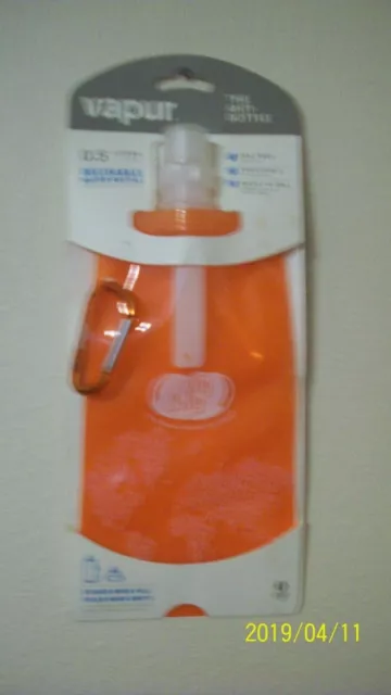 Vapur Water Bottle: The Anti-Bottle. 16oz BPA Free. Orange. says jelly belly