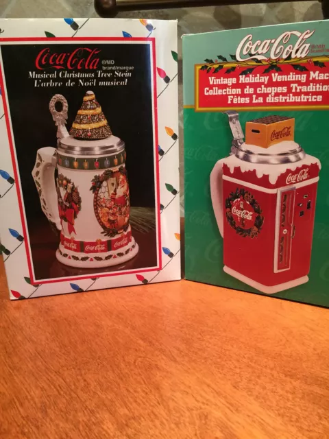 A-B Coca-Cola Vending Machine & Musical Christmas Tree Steins - CS392 / CS419