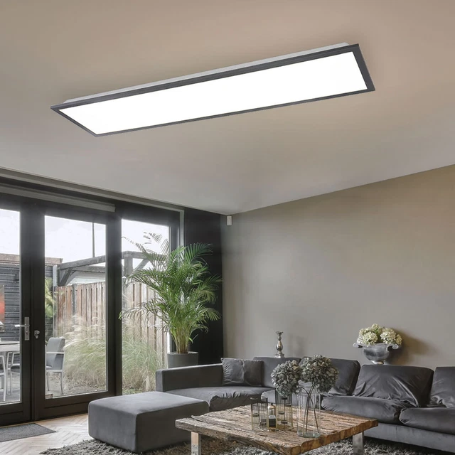 Panel Aufbaulampe Lámpara de Techo LED Sala de Estar Grafito Blanco Plano L 80CM