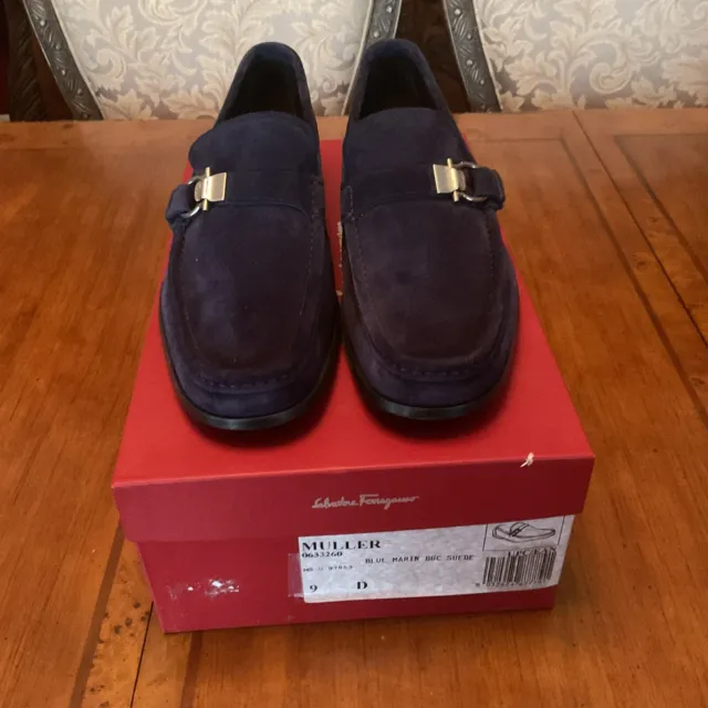 Salvatore Ferragamo Blue Suede Loafer 9D