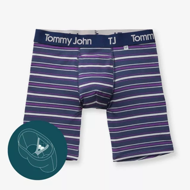 TJ | Tommy John Men's Striped 6'' Hammock Boxer Briefs - Deep Purple Stripe S