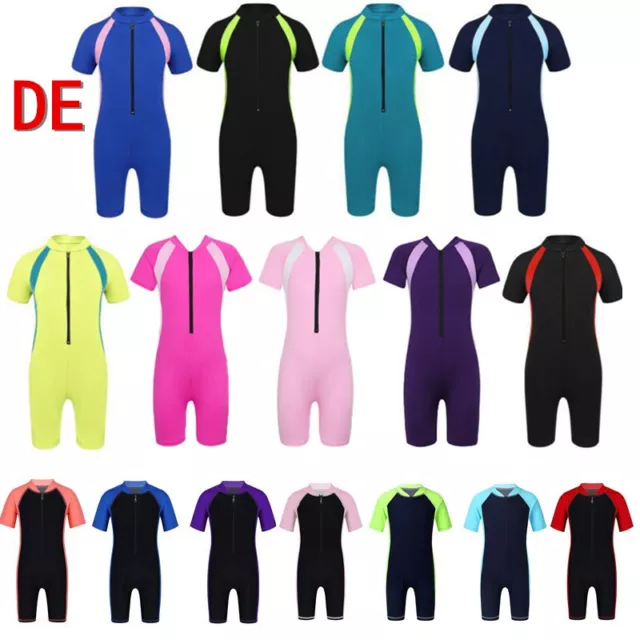 DE Freebily Mädchen Jungen Badeanzug Kinder Unisex Bademode Kurzarm Schwimmanzug