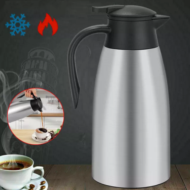 2L Thermosflasche Edelstahl Thermoskanne Doppelwandige Isolierkanne Kaffeekanne