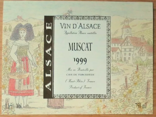 etiquettes vins FRANCE ALSACE Muscat 1999 Cave Tuckheim wine labels