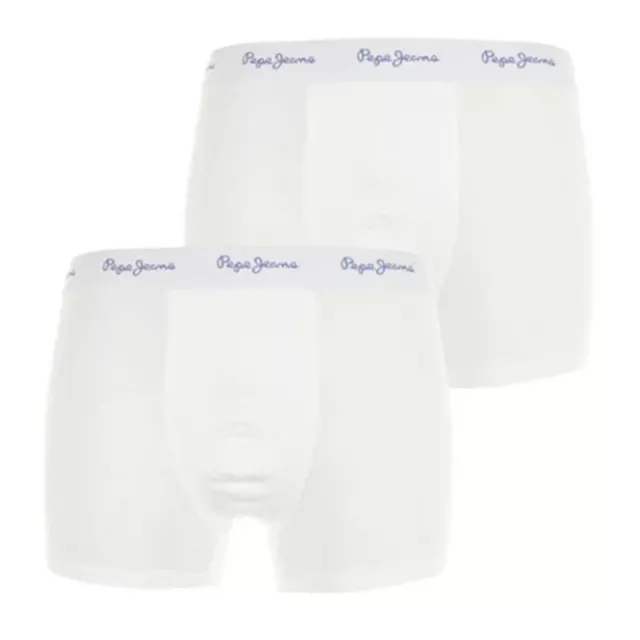 Pepe Jeans 10065 Mens Trunk Boxers 2 Pack Cotton White Underwear Sports Shorts
