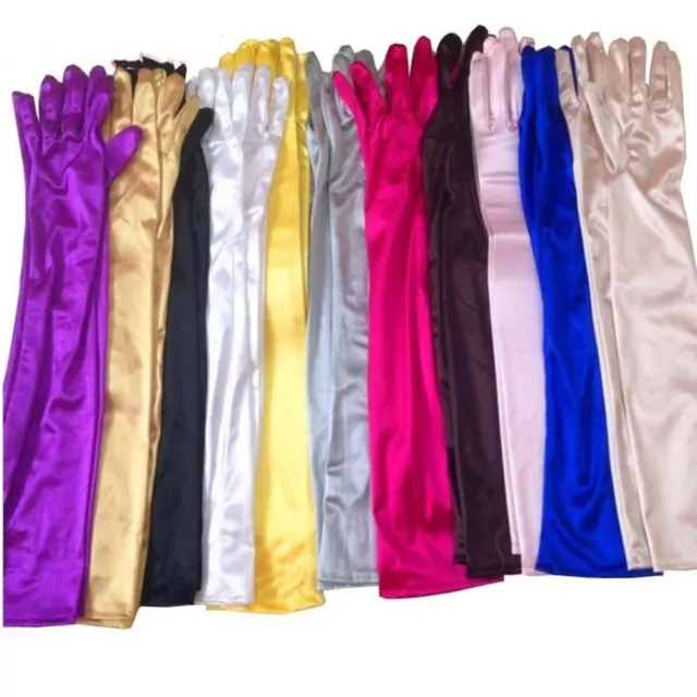 Fashion Satin Long Gloves Opera Wedding Bridal Evening Party Prom Costume Gloves